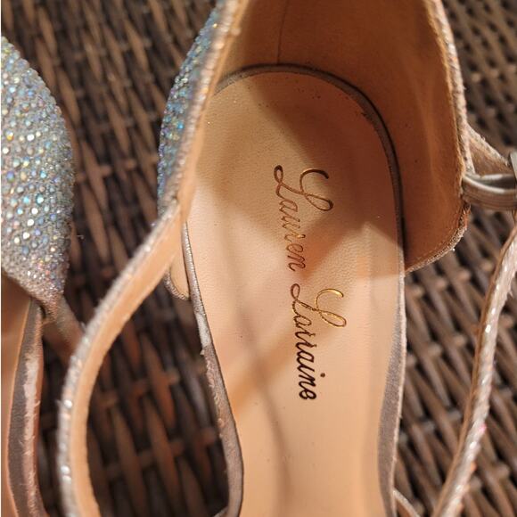 Lauren Lorraine Gail Silver Rhinestone Platform Stiletto Heels 7.5 Glam Party - Picture 7 of 10